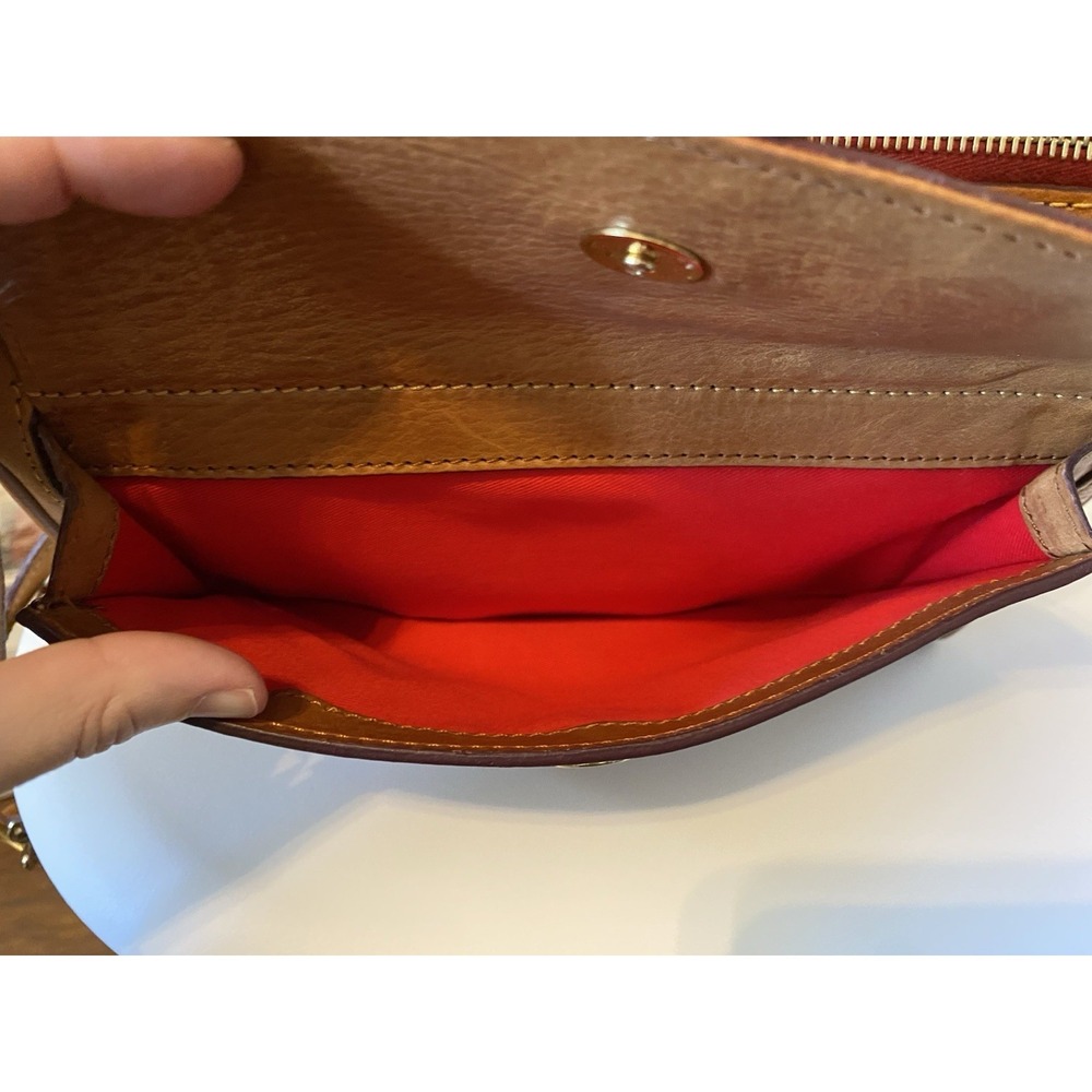 Dooney Bourke Brown Florentine Leather Natural Tassel Clutch Shoulder Bag Purse - Picture 8 of 13